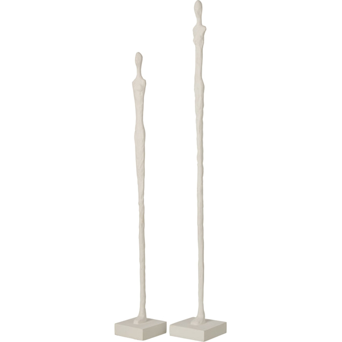 J-Line Set de 2 personnes sur base abstraites - polyrésine - blanc