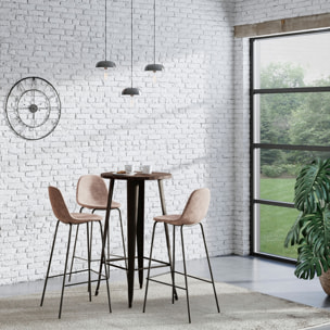 Lot de 2 chaises de bar 75 cm en cuir synthétique taupe - Henrik