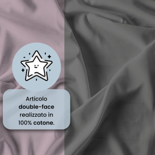 COMPLETO LETTO NATURAL COLOUR MADE IN ITALY COTONE-ROSA ANTICO/FUMO MATRIMONIALE