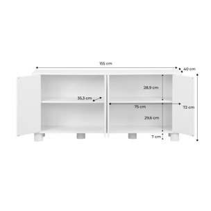 Buffet décor bois 4 portes 155cm PONDI