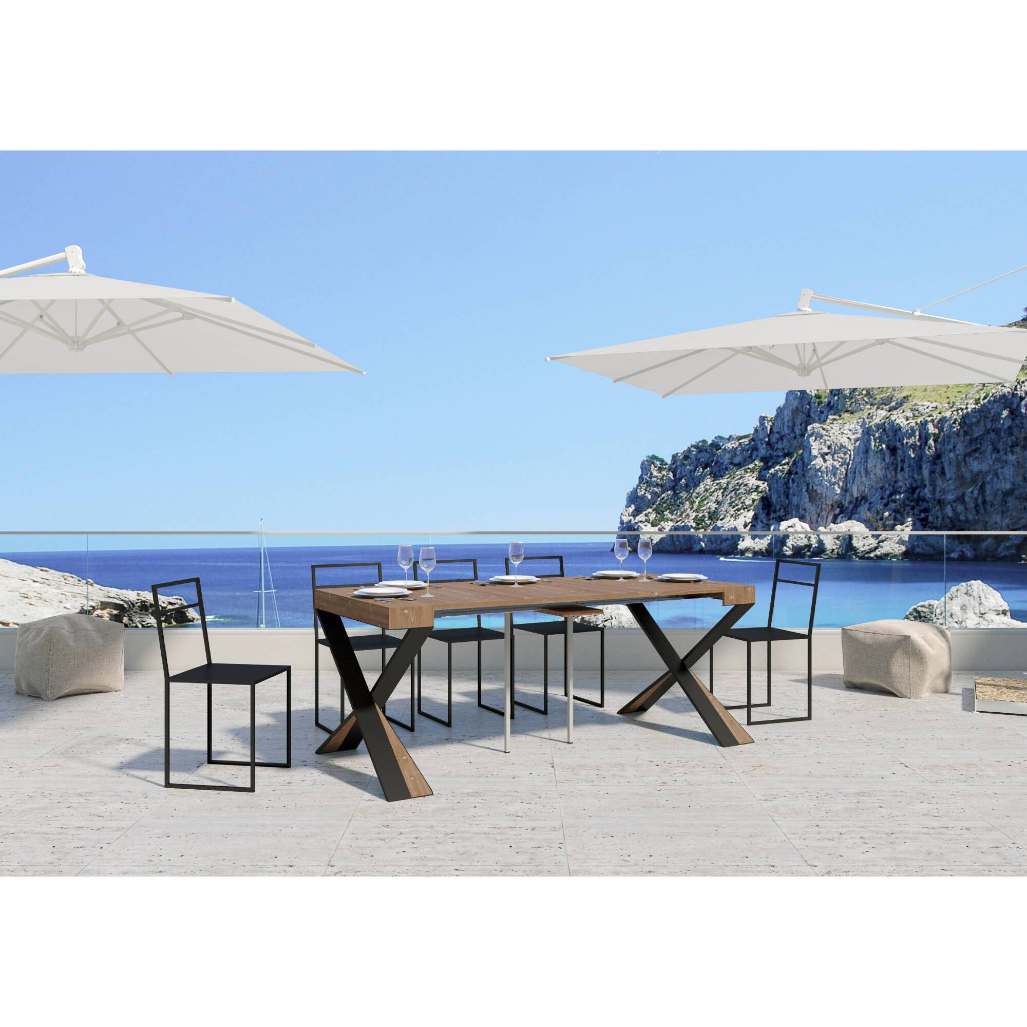 Console Extensible 90x40/190 cm Diago Small Sapin Teinté cadre Anthracite.