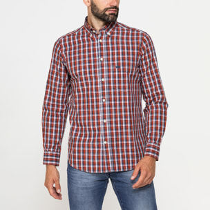 CAMICIA FANTASIA TINTO FILO CON COLLO BUTTON-DOWN