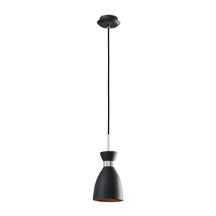 RETRO Lampe suspension noire et cuivre