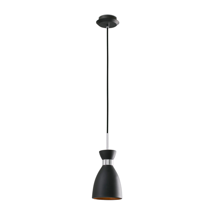 RETRO Lampe suspension noire et cuivre