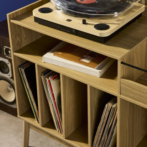 Meuble vinyle vintage décor bois 100cm DUNE