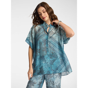 Elena Mirò - Camicia stampata in lyocell - Azzurro