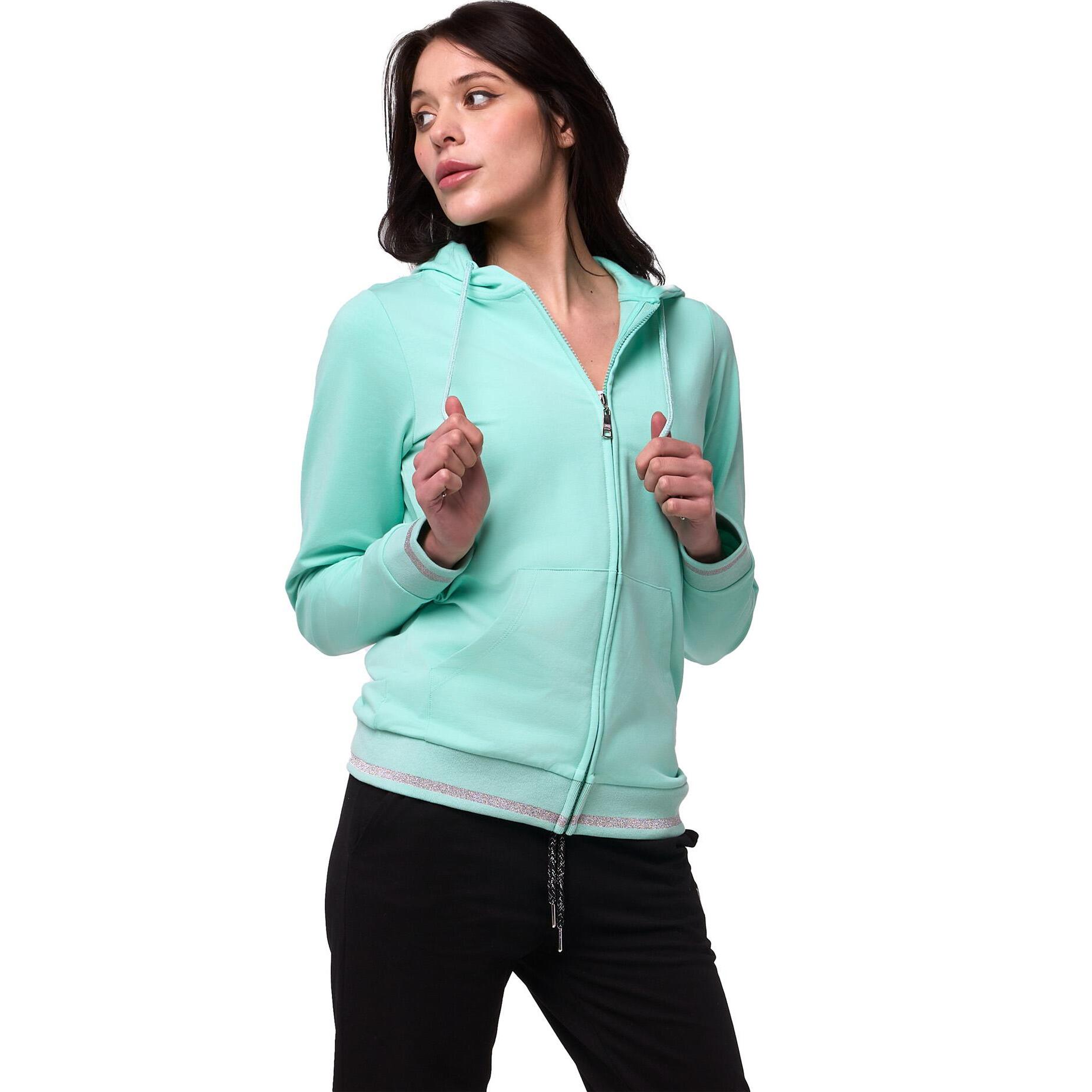 Tuta da donna con felpa con cappuccio e zip e joggers non felpata Leone Bright