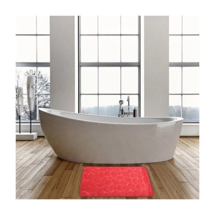 Tapis de bain Microfibre PEBBLE 40x60cm Rouge MSV