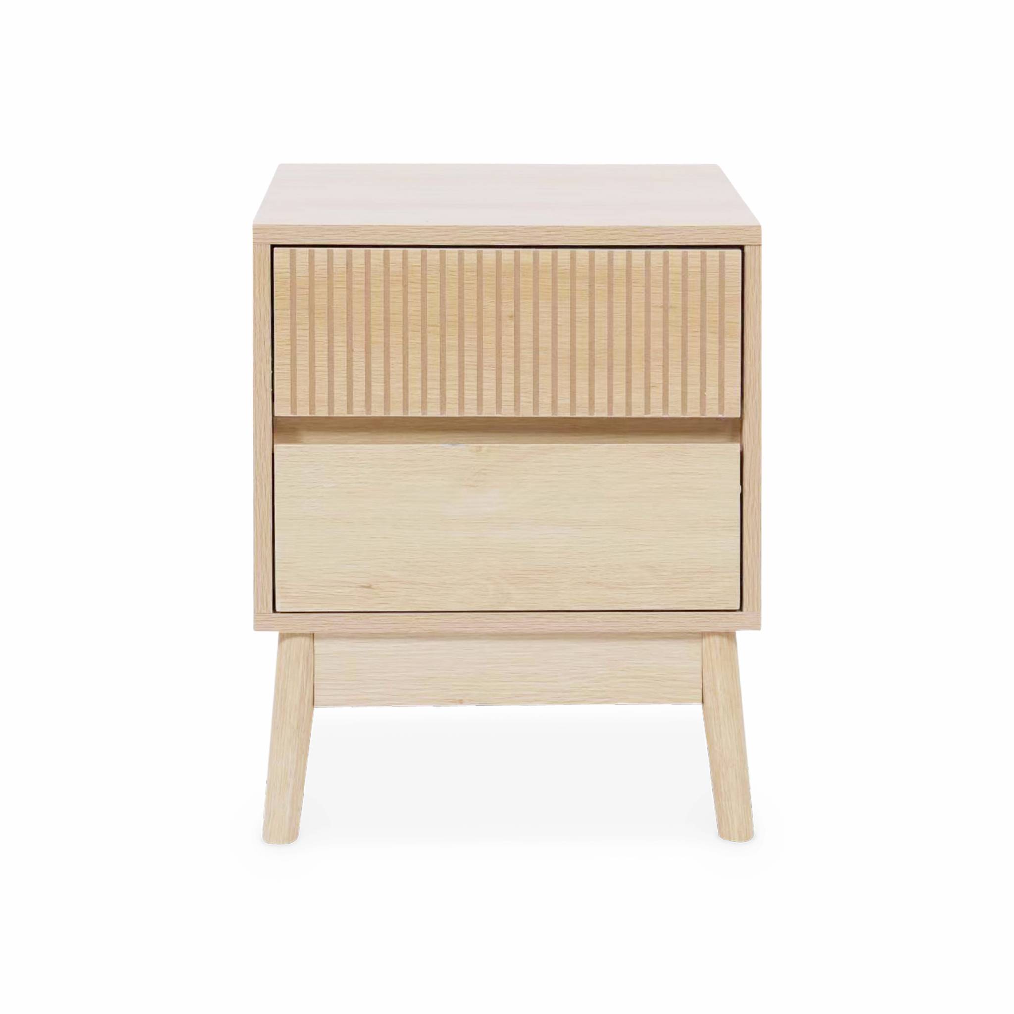 Lot de 2 tables de chevet deux tiroirs. décor bois et piétement en pin - Linear