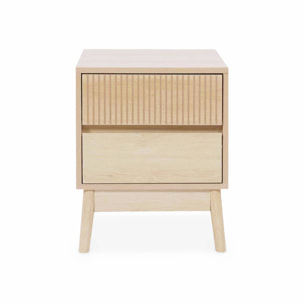Lot de 2 tables de chevet deux tiroirs. décor bois et piétement en pin - Linear