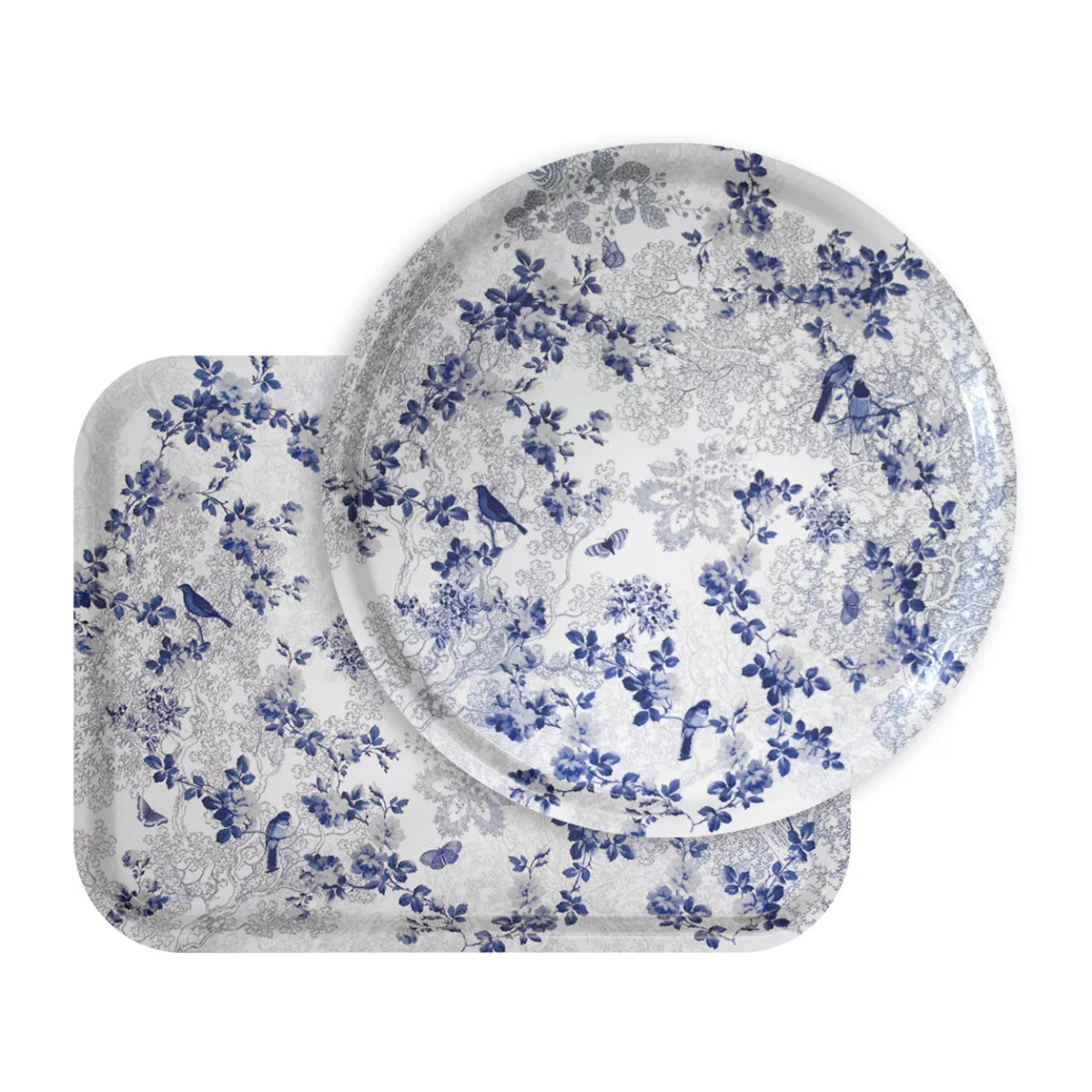 Plateau bois imprimé bleu Voliere bleu