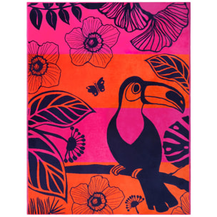 Serviette de plage XL éponge velours Jacquard Rose 140x180 400g/m² - Tropical Forest
