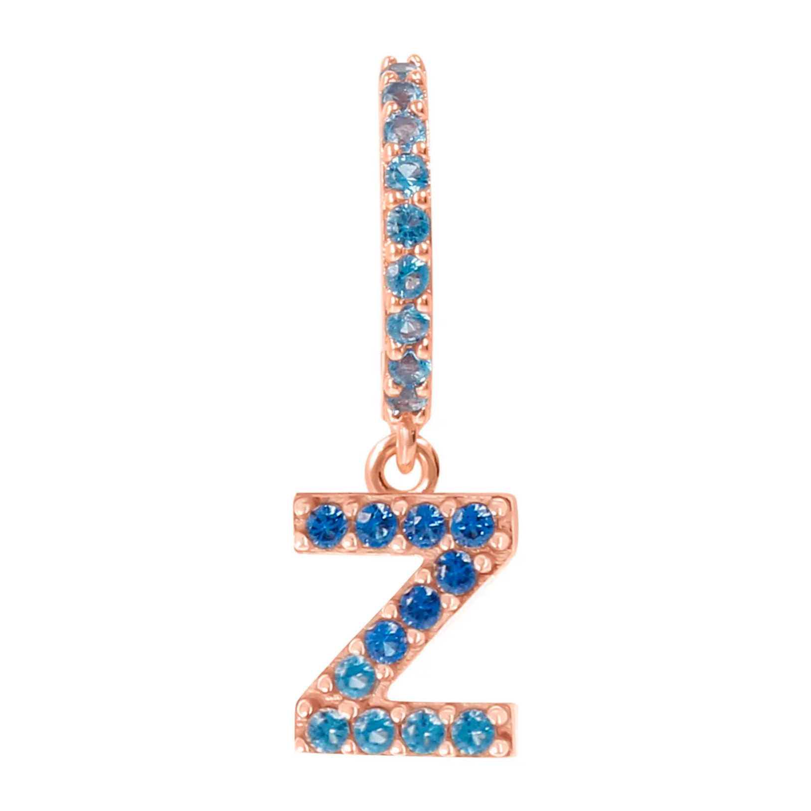 Orecchino Pendente con Lettera Z in Pavé di Cubic Zirconia Rosa