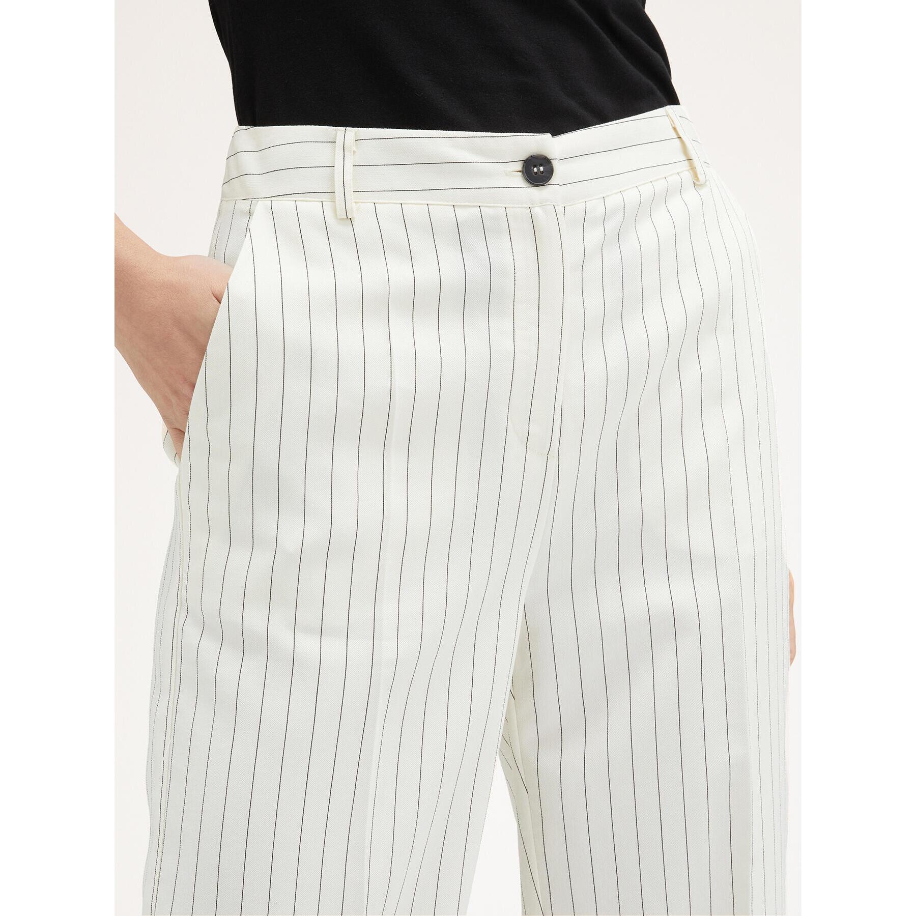 Motivi - Pantalones modelo palazzo fluidos de raya diplomática - Blanco