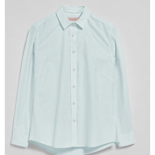 Camicia a righe color acquamarina con logo ricamato