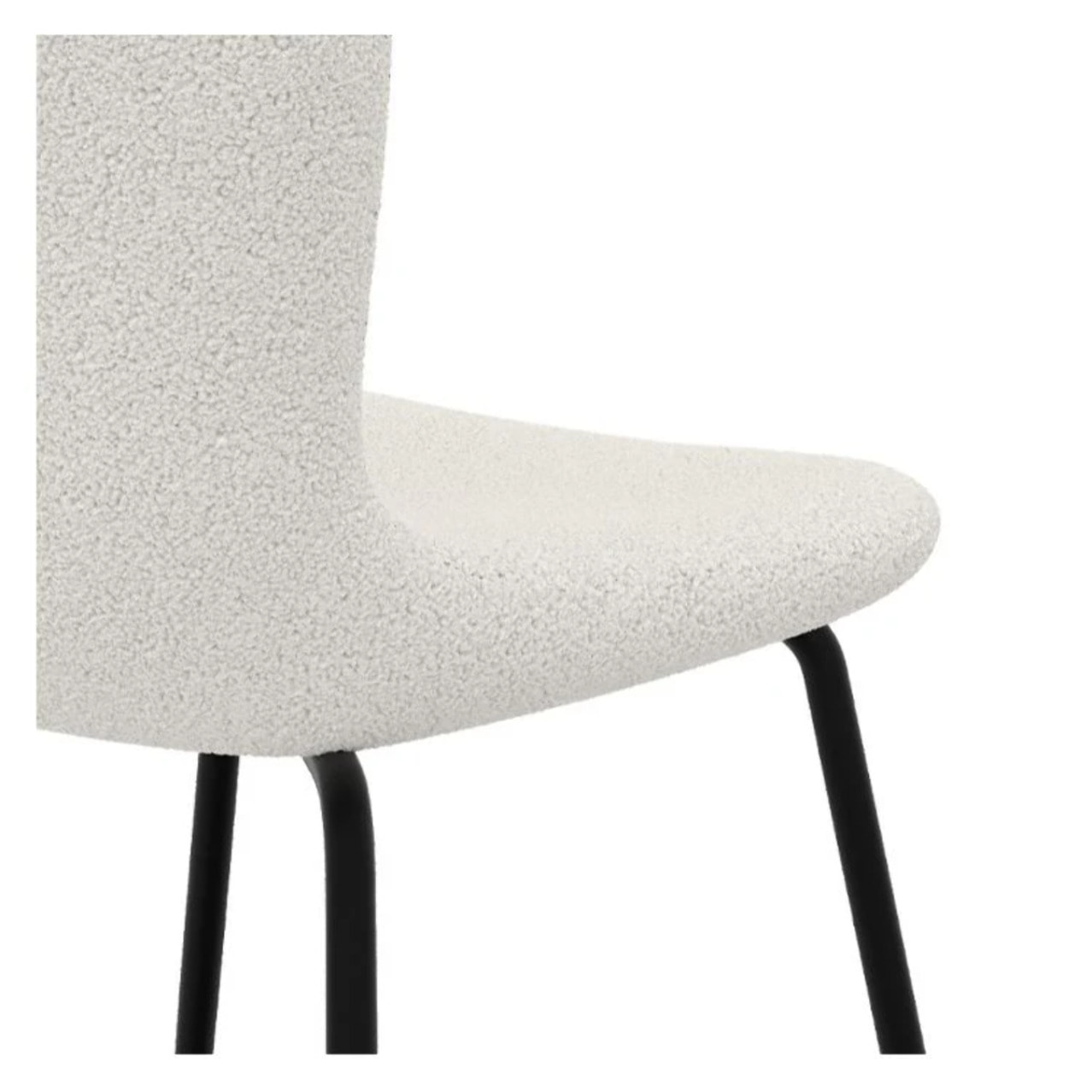 Lot de 2 chaises effet laine bouclette blanche et pieds en métal - Koko