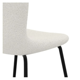 Lot de 2 chaises effet laine bouclette blanche et pieds en métal - Koko