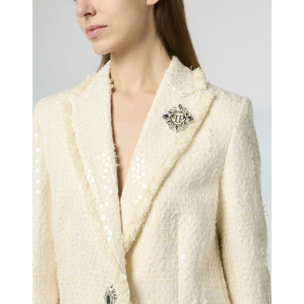 PHILIPP PLEIN Tweed Boyfriend's Fit Blazer Paillettes