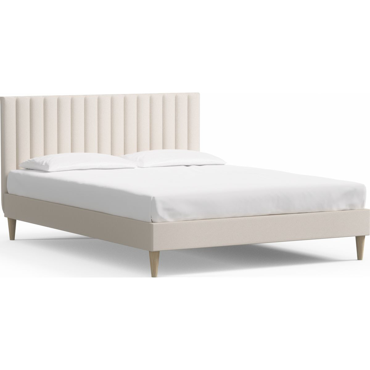 Lit adulte en velours avec tête de lit matelassée - ELIOT