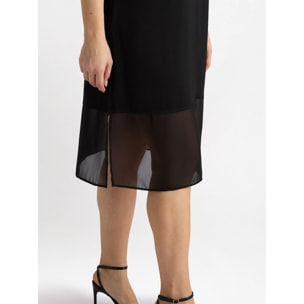 Fiorella Rubino - Vestito dritto con inserti trasparenti - Nero