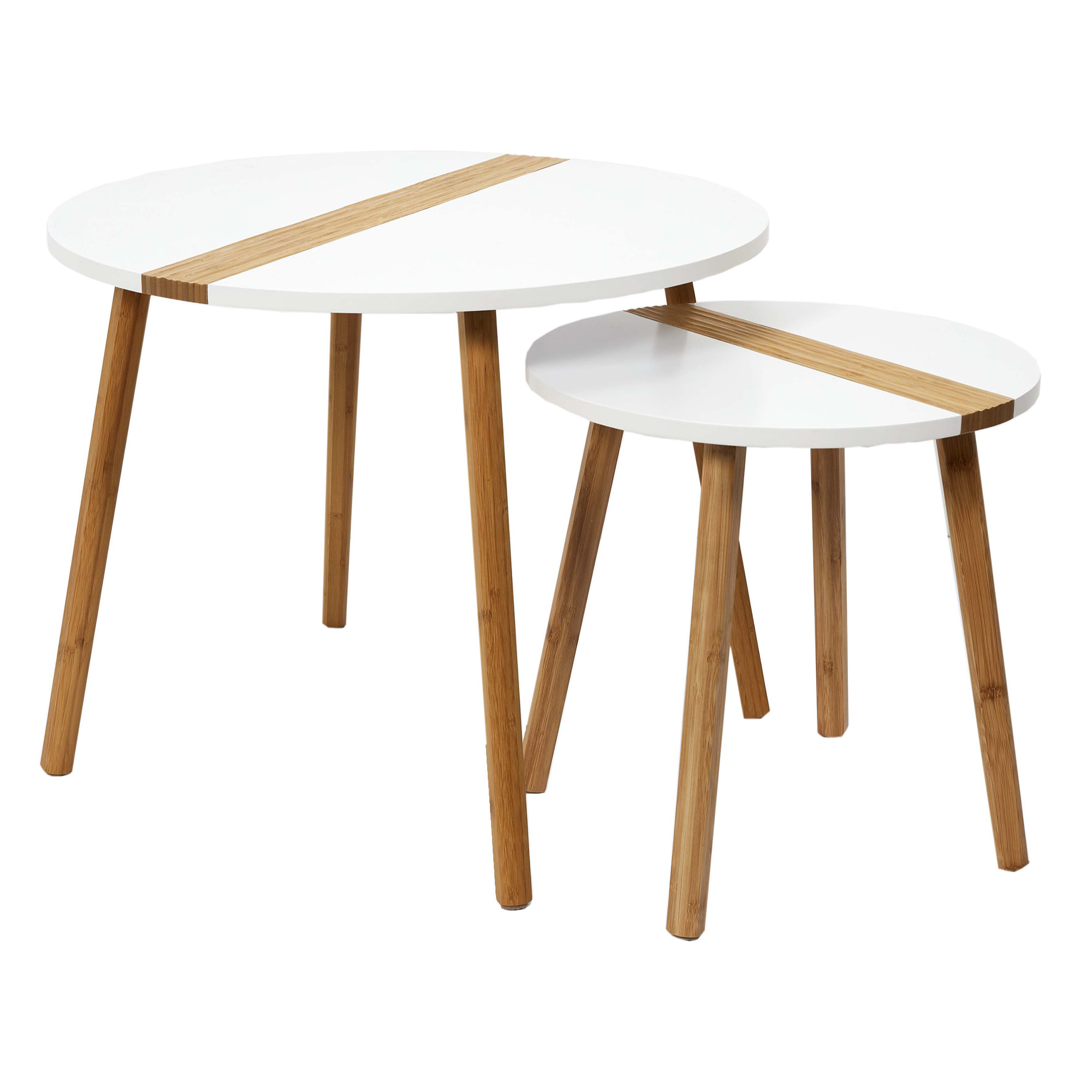 Table Gigogne Bicolore Relief Blanc X2