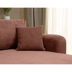 Naomi - Canapé d'angle réversible 4 places convertible avec coffre en velours côtelé - Rose