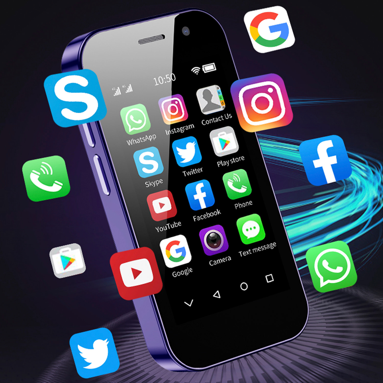 DAM Mini smartphone Soyes 14 PRO 4G, Android 9.0, 3GB RAM + 32GB. Pantalla 3''. 4,7x1,2x9,4 Cm. Color: Negro