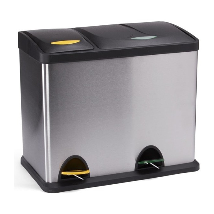 Poubelle à  pédale Tri sélectif Inox 18L+8L MSV