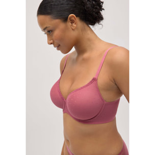 Reggiseno imbottito rosa con ferretto e coppe di capacità C e D