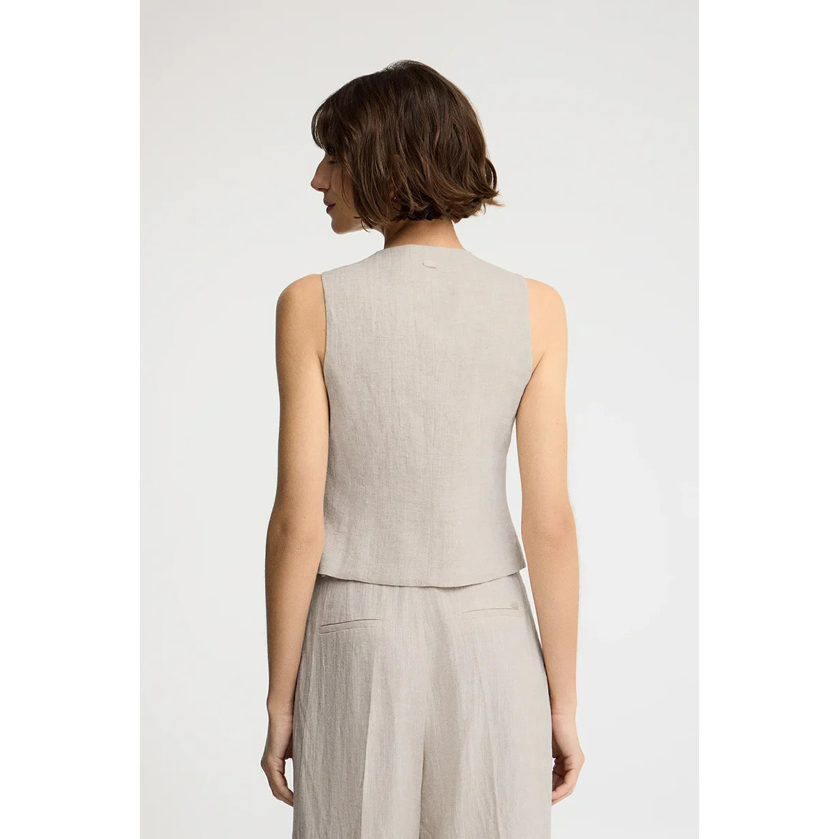 Gilet Verona in lino ecrù regular fit con logo Polo Club