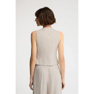 Gilet Verona in lino ecrù regular fit con logo Polo Club