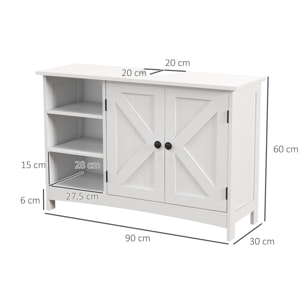 Mueble para Debajo del Lavabo de Madera Mueble Bajo Lavabo de Pie con 2 Puertas y Estantes Ajustables Antivuelco Estilo Moderno Carga 31 kg 90x30x60 cm Blanco