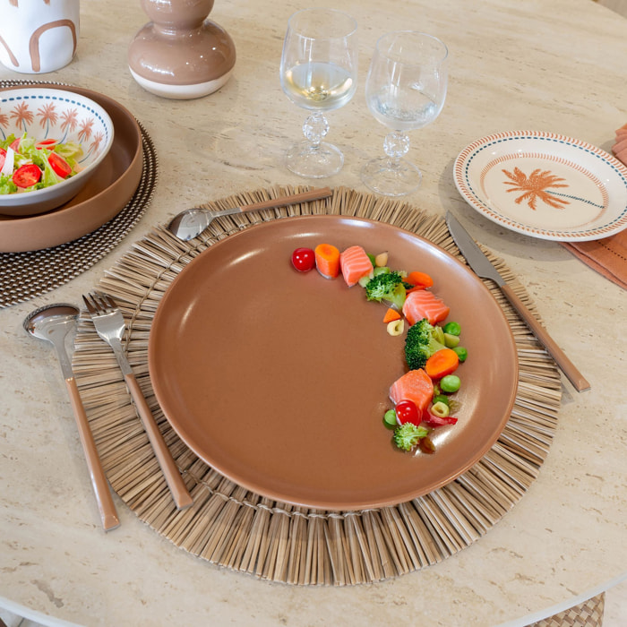 Lot de 6 assiettes plates marron en grès 27cm  ARITA