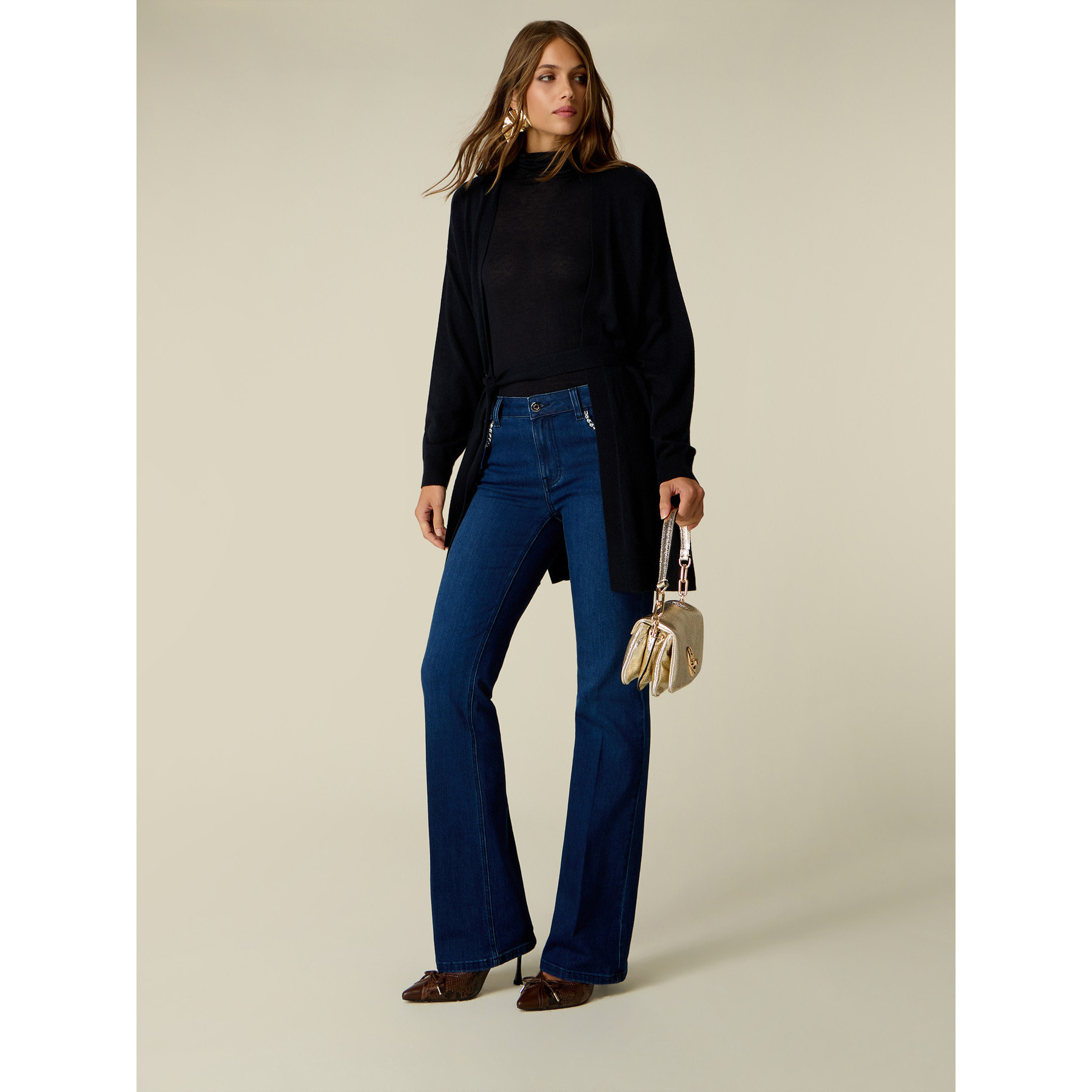 Oltre - Jeans flare con cristalli - Blu