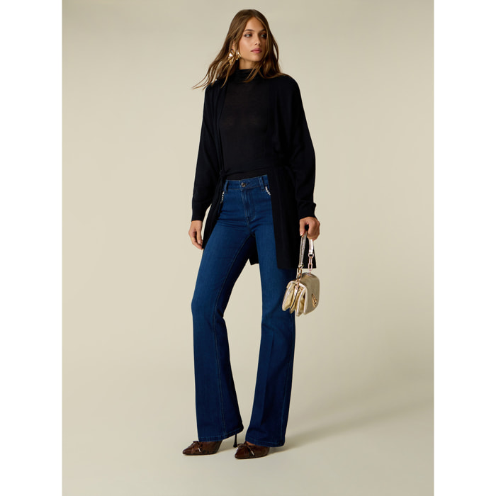 Oltre - Jeans flare con cristalli - Blu