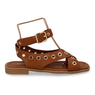 Sandalias planas de mujer, comodas y elegantes, diseño moderno con ojales