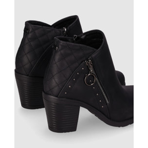 Botines de Piel Sintética - Negro - Tacón: 7 cm