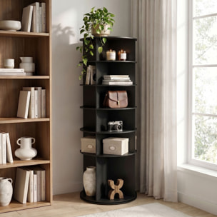 Ryuen - Scarpiera Verticale 7 Ripiani H184 cm 28 paia con Base Rotonda Girevole 360° Manuale Nera