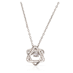 Collar de plata de ley 925 con colgante de estrella de David con circón y cierre de resorte.