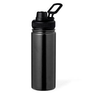 Bidón térmico de acero inox con doble pared y 550 ml de capacidad. Incluye tapa de cierre a rosca, con dosificador y asa.