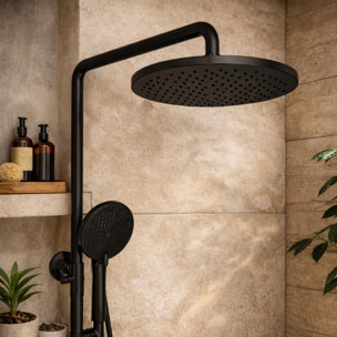 Colonne de Douche | Noir | avec Robinet | Mitigeur | Hauteur Reglable | Alday