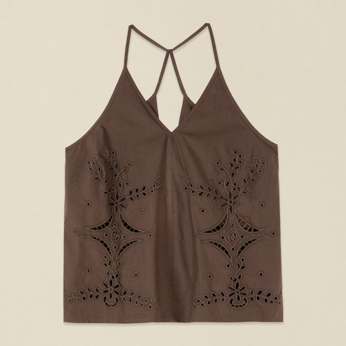 Oltre - Top in cotone traforato - Marrone