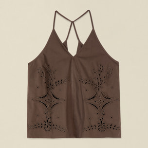 Oltre - Top in cotone traforato - Marrone