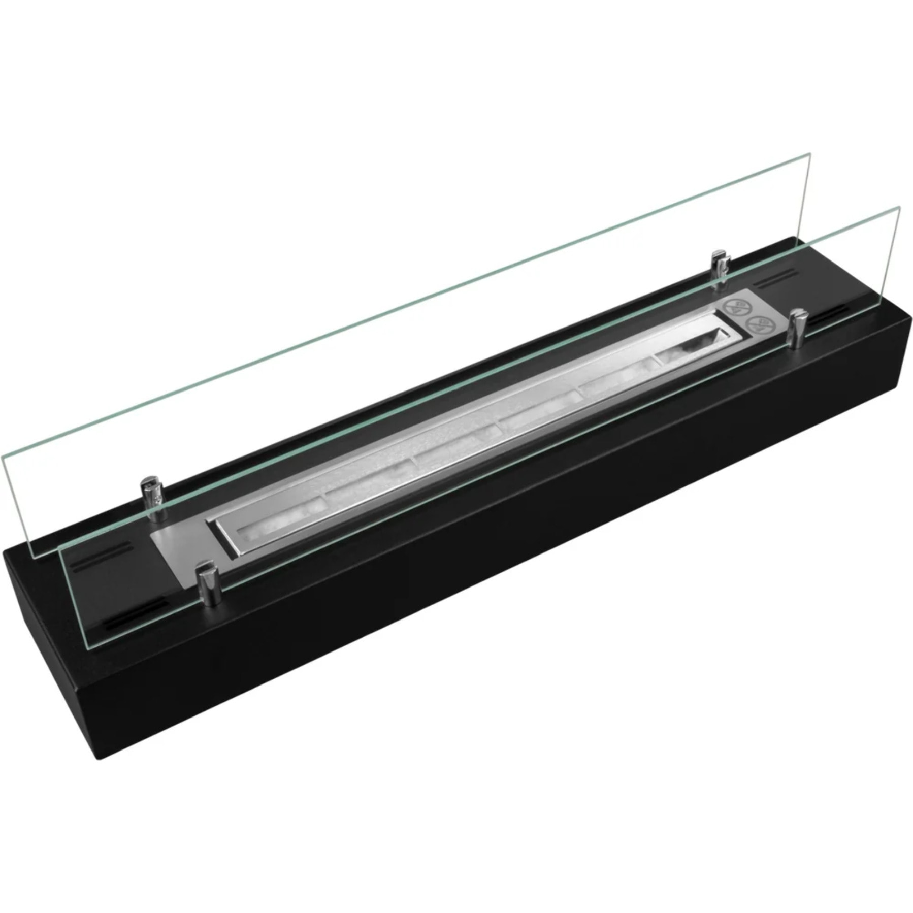 Camino A Bioetanolo Da Appoggio 70x16,7x14,4 cm con Bruciatore 0,75lt in Acciaio Inox Nero