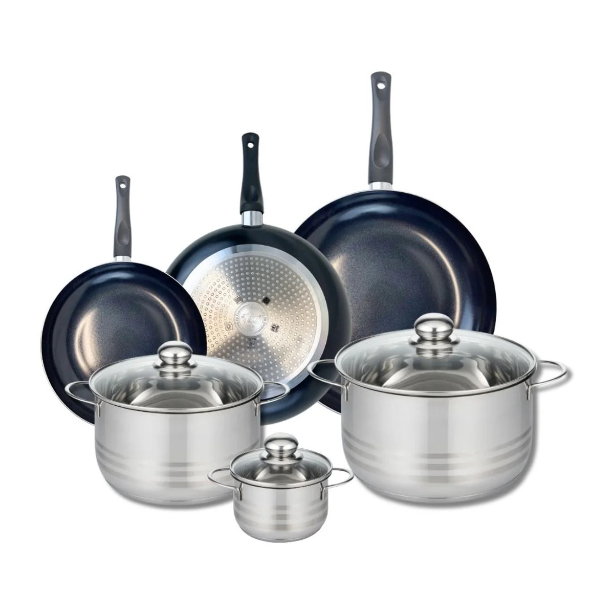 Ensemble de 3 Poêles de cuisson 20, 24 et 28 cm et 3 faitouts 12, 20 et 24 cm Elo Prima Brillant