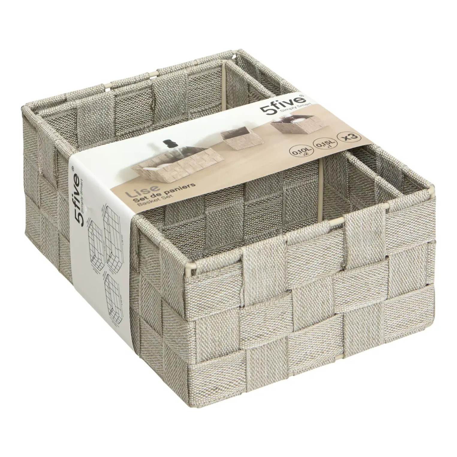 Lot de 3 paniers Lise beige