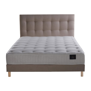 Ensemble Pulsar + tête de lit capitonnée - Matelas ressorts ensachés Mémoire de forme - Sommier Rose Poudré