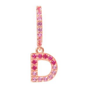 Orecchino Pendente con Lettera D in Pavé di Cubic Zirconia Blu