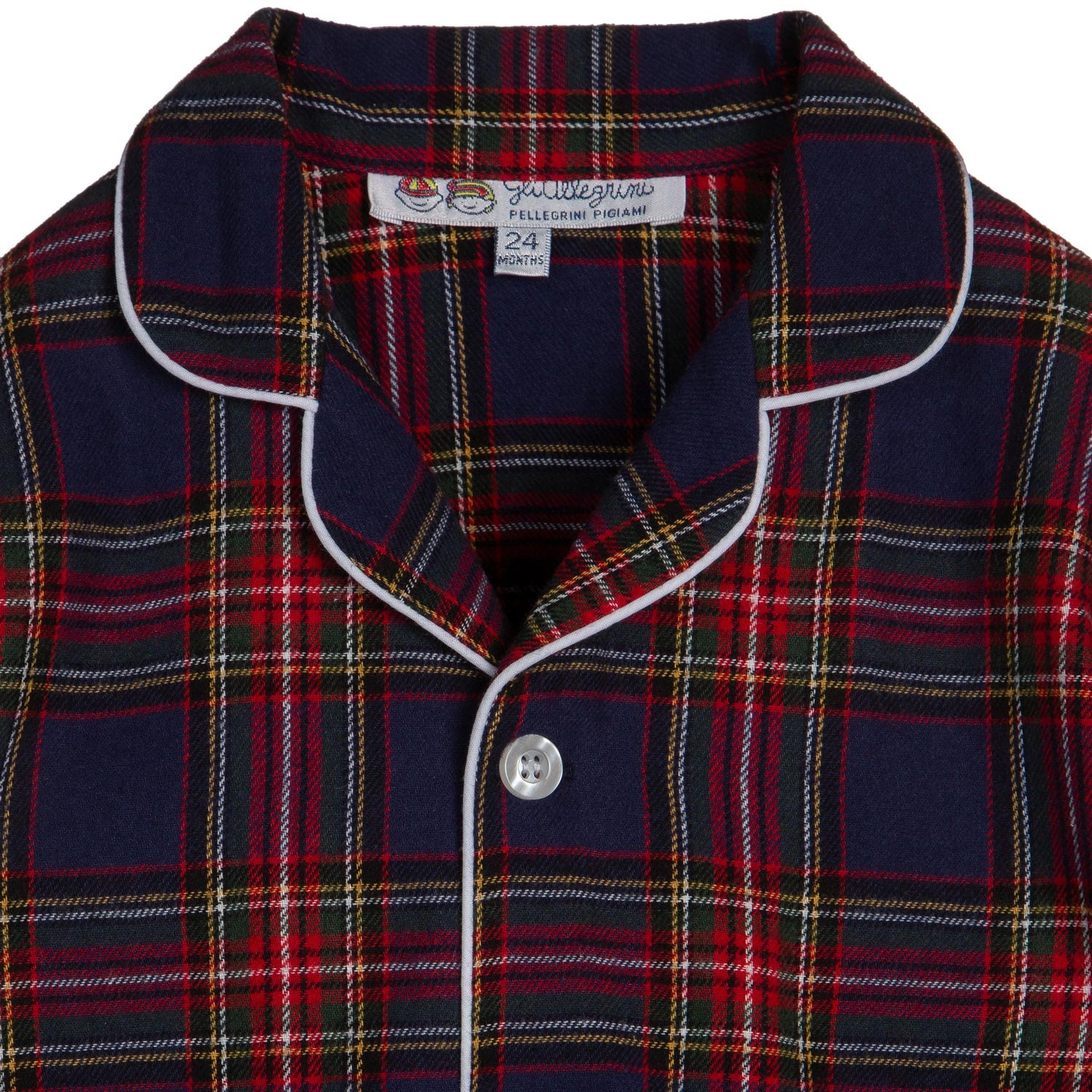 PIGIAMA BABY in flanella scozzese blu, rosso e verde