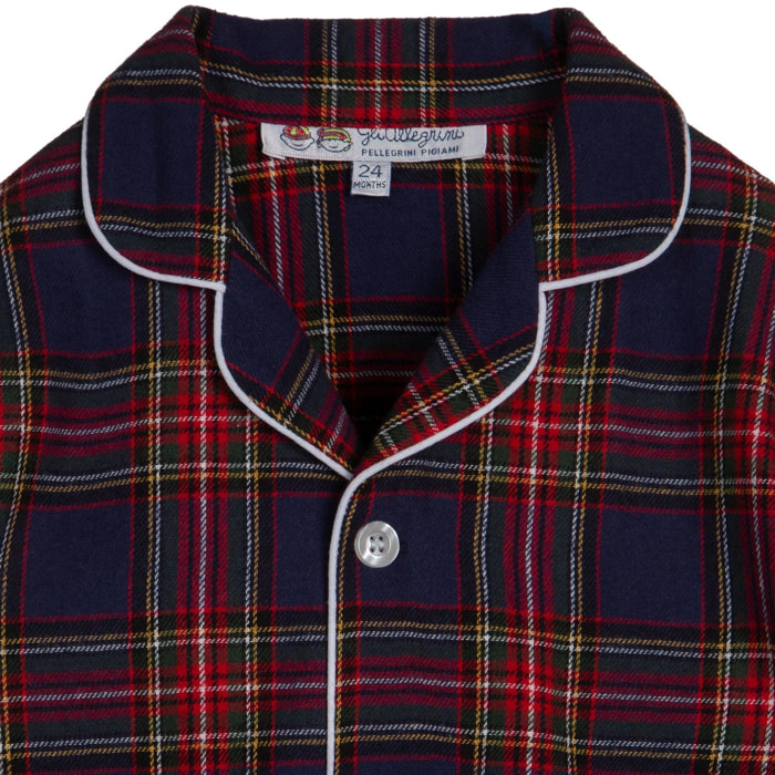 PIGIAMA BABY in flanella scozzese blu, rosso e verde